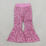 D5-27 Boutique Shiny Pink Sequined Pants