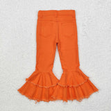 P0322 Fashion Orange Jeans Denim Flared Pants