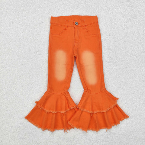 P0322 Fashion Orange Jeans Denim Flared Pants