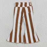 E5-24 Fashion Jeans Stripe Yellow Denim Flared Pants