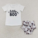 GBO0175 Halloween Little Boo Baby Girl's Bummie Set