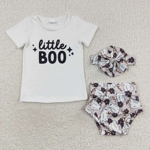 GBO0175 Halloween Little Boo Baby Girl's Bummie Set