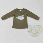 Hunting Embroidery Duck Mallard Kids Sibiling Matching Clothes