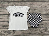 GBO0284 Black Plaid Baby Bummie Set