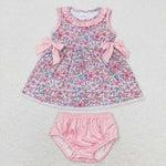 GBO0313 Flower Floral Pink Baby Girl Bummie Set