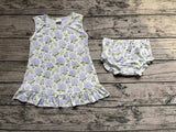 GBO0342 Flower White Girls Bummie Set