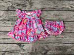 GBO0344 Summer Beach Pink Garden Flower Girls Bummie Set