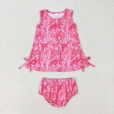 GBO0345 Summer Beach Pink Animal Girls Bummie Set