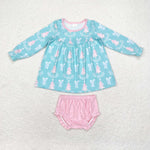 GBO0404 Christmas Trees Pink Girls Bummie Set