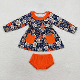 GBO0430 Flower Orange Girls Bummie Set