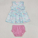 GBO0464 Summer Fish Pink Girls Bummie Set