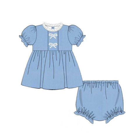 Preorder 12.12 MOQ 5 pcs GBO0486 Bows Blue Baby Bummie Set