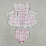 GBO0495 Embroidery MAMA'S GIRL Pink Girls Bummie Outfits