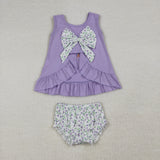 GBO0502 Embroidery Goose Flower Purple Baby Bummie Set