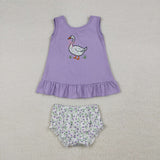 GBO0502 Embroidery Goose Flower Purple Baby Bummie Set