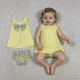 GBO0504 Flower Yellow Plaid Baby Diaper Bummie Set