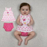 GBO0505 Embroidery Goose Bows Pink Baby Bummie Outfits