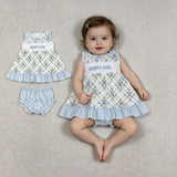GBO0512 Embroidery Daddy's Girl Flower Bows Baby Bummie Set