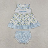 GBO0512 Embroidery Daddy's Girl Flower Bows Baby Bummie Set