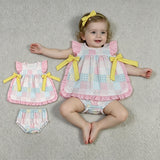 GBO0513 Flower Plaid Bows Baby Bummie Outfits