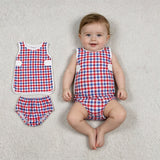 GBO0530 4th of July Plaid Baby Bummie Diaper Set