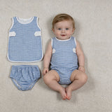 GBO0531 Blue Plaid Baby Bummie Diaper Set