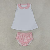 GBO0538 Pink Plaid Cute Baby Bummie Diaper Outfits