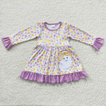 GLD0220 Embroidery Ghost Purple Flower Girl's Dress