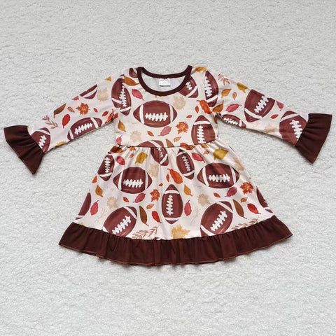 GLD0222 Fall Football Leaf Girl's Dress