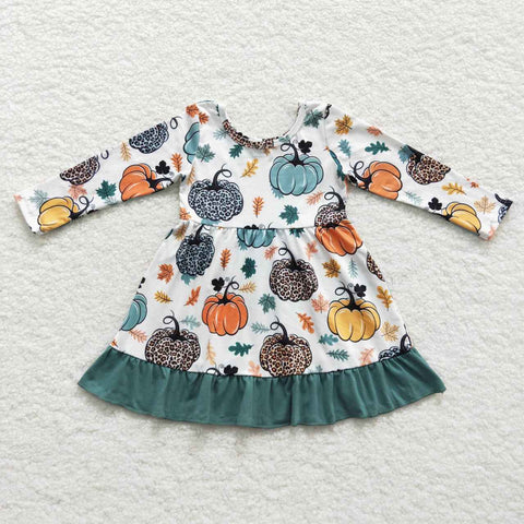GLD0223 Pumpkin Leaf Girl's Dress