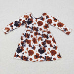 GLD0226 Cow Brown Girl's Dress