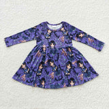 GLD0229 Halloween Wednesday Bat Flower Girl's Dress
