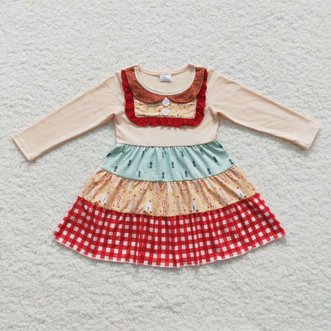 GLD0246 Fall Trees Orange Girl's Dress