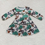 GLD0260 Cartoon Animal Brown Girl's Dress