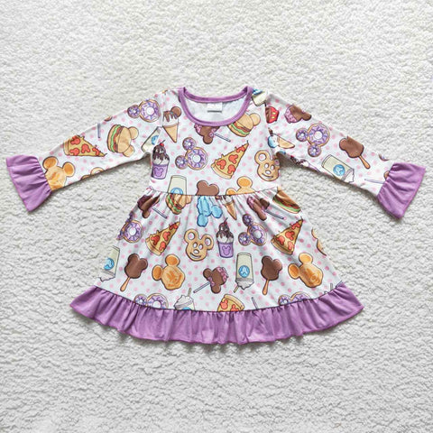 GLD0265 Cartoon Foods Purple Dots Girl's Dress