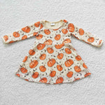 GLD0271 Boutique Pumpkin Sequins Girl's Dress