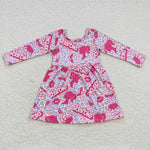 GLD0276 Fashion Pink Leopard Girl's Dress