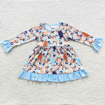 GLD0280 Fashion Blue Leopard Girl's Dress