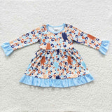 GLD0280 Fashion Blue Leopard Girl's Dress