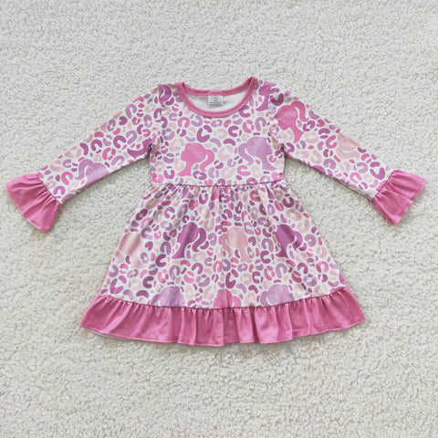 GLD0284 Fashion Pink Leopard Girl's Dress