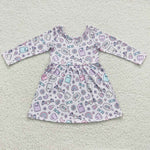 GLD0295 Halloween Rainbow Ghost Purple Girl's Dress