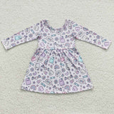 GLD0295 Halloween Rainbow Ghost Purple Girl's Dress