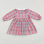 GLD0300 Smocked Christmas Red Plaid Girl's Dress