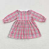GLD0300 Smocked Christmas Red Plaid Girl's Dress