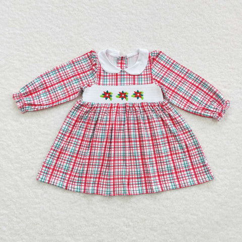 GLD0300 Smocked Christmas Red Plaid Girl's Dress