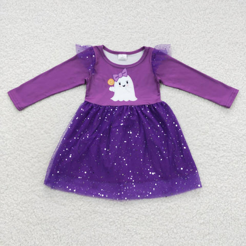 GLD0314 Halloween Ghost Purple Tulle Girl's Dress