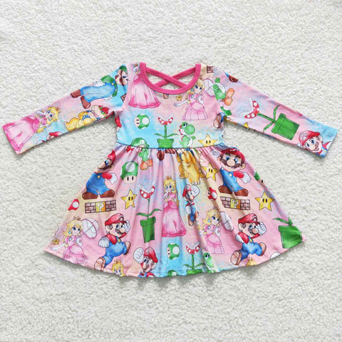 GLD0324 Princess Cartoon Pink Girl's Dress