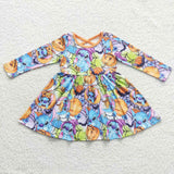 GLD0330 Halloween Pumpkin Cartoon Girl's Dress