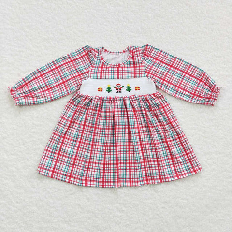 GLD0331 Christmas Santa Smocked Baby Girl's Dress