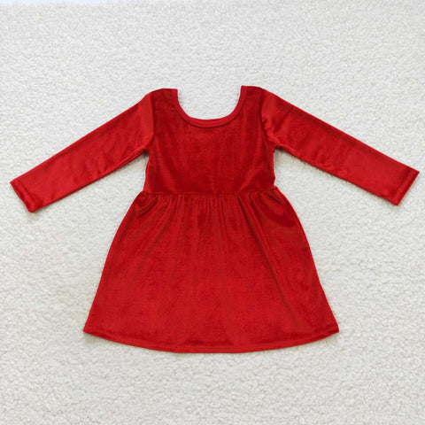GLD0335 Red Velvet Girl's Dress